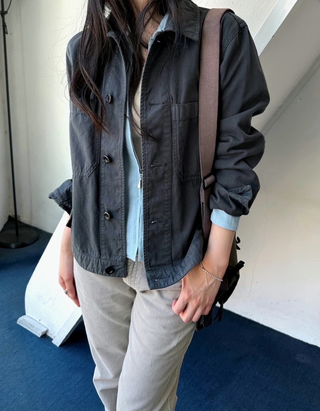 Design volume fabric zip easy shirket 상품이미지9