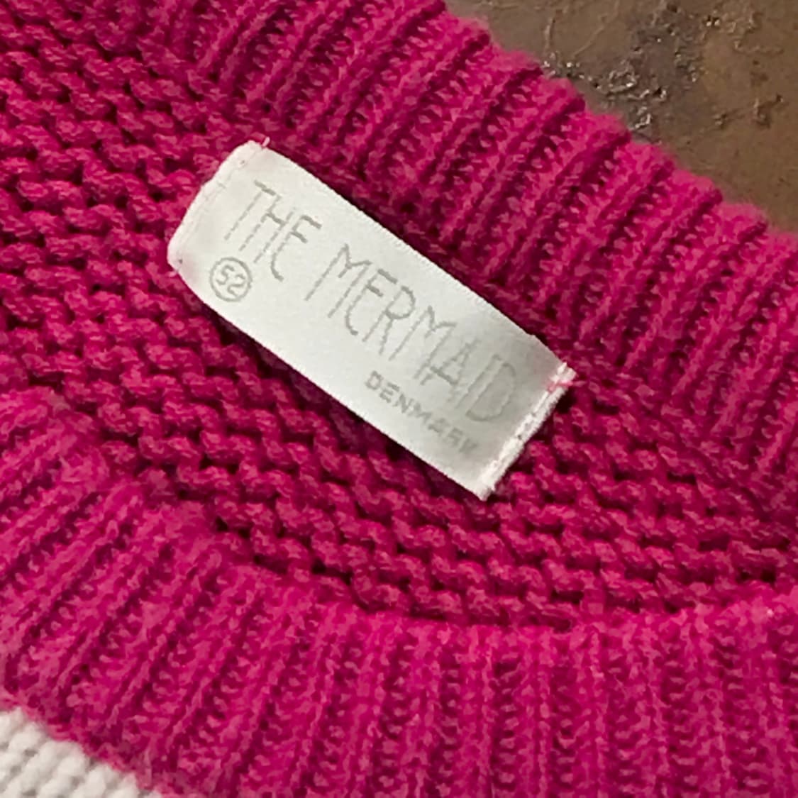 유럽 빈티지 마젠타 핑크 리본 패턴 울 스웨터 여성 오버핏 상품이미지4