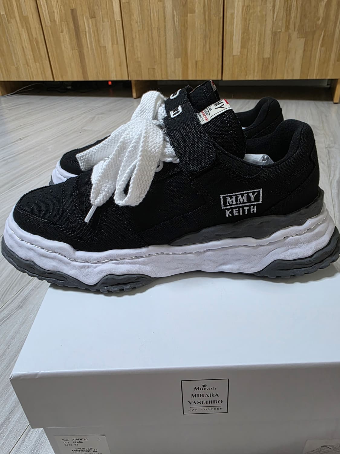 [42] 메종 미하라 야스히로 키스 og 솔 캔버스 로우탑 블랙  상품이미지6