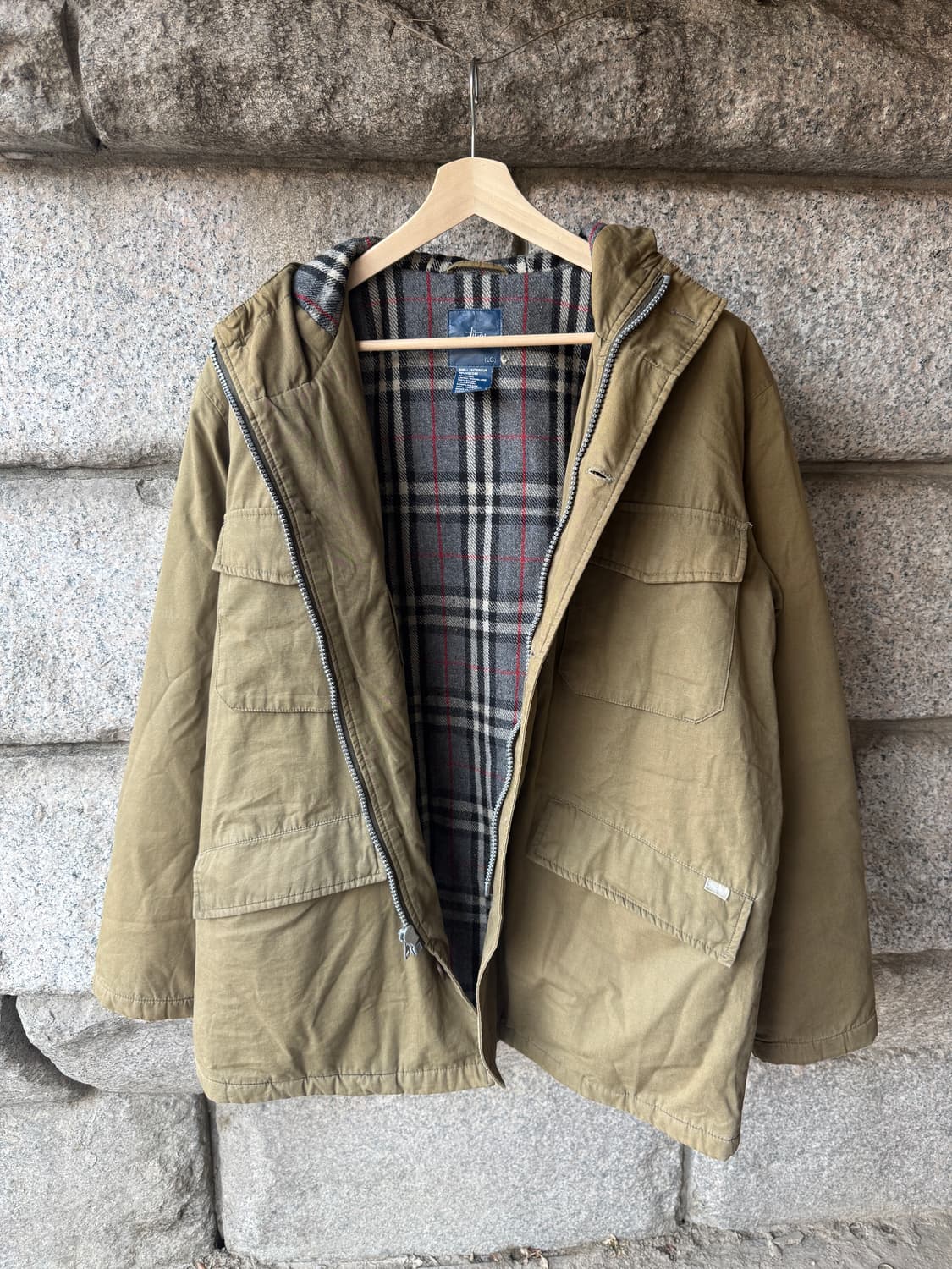 00년대 초반 올드 스투시 버버리 체크 마운틴 파카 상품이미지5