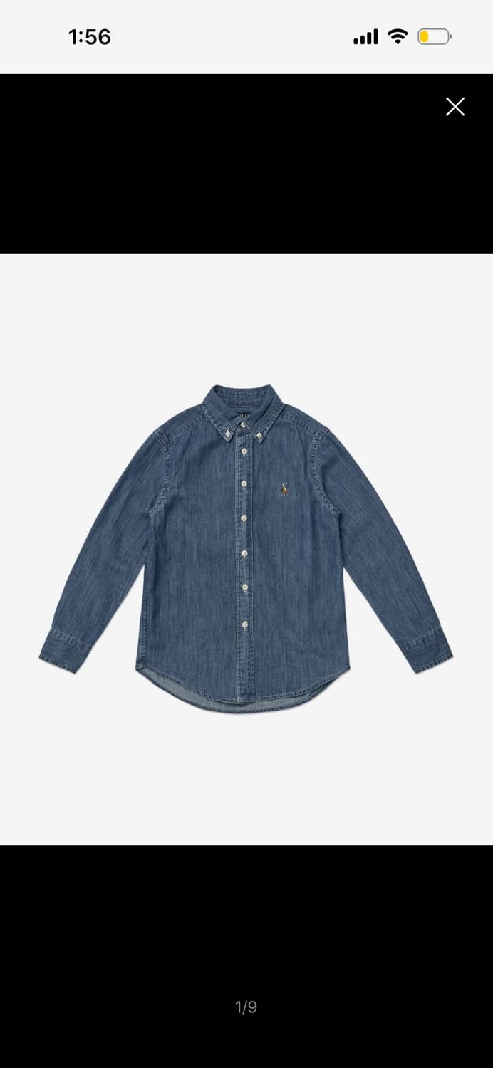 폴로 코튼 샴브레이 데님 셔츠 다크 블루 상품이미지1