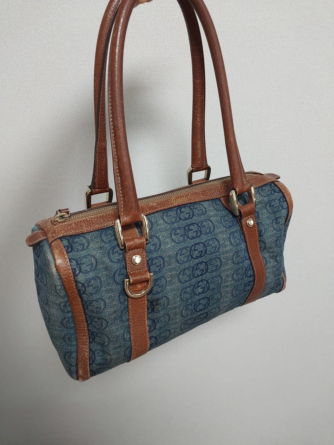 [감정서O] RARE 구찌 빈티지 블루 데님 보스턴백 상품이미지2