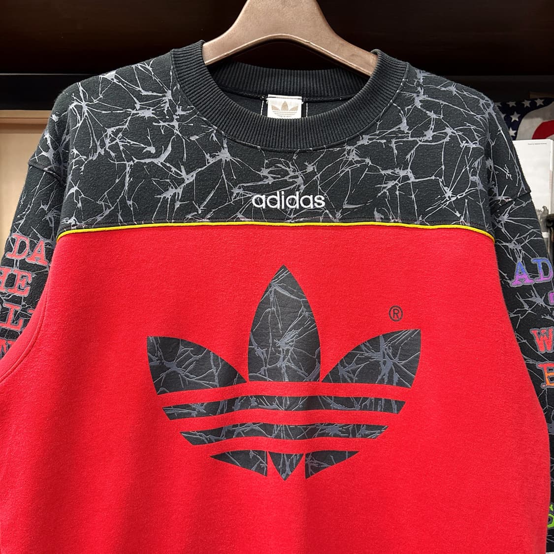 80s 아디다스 실버택 마블링 트레포일 그래픽 스웻셔츠 N1223 상품이미지3