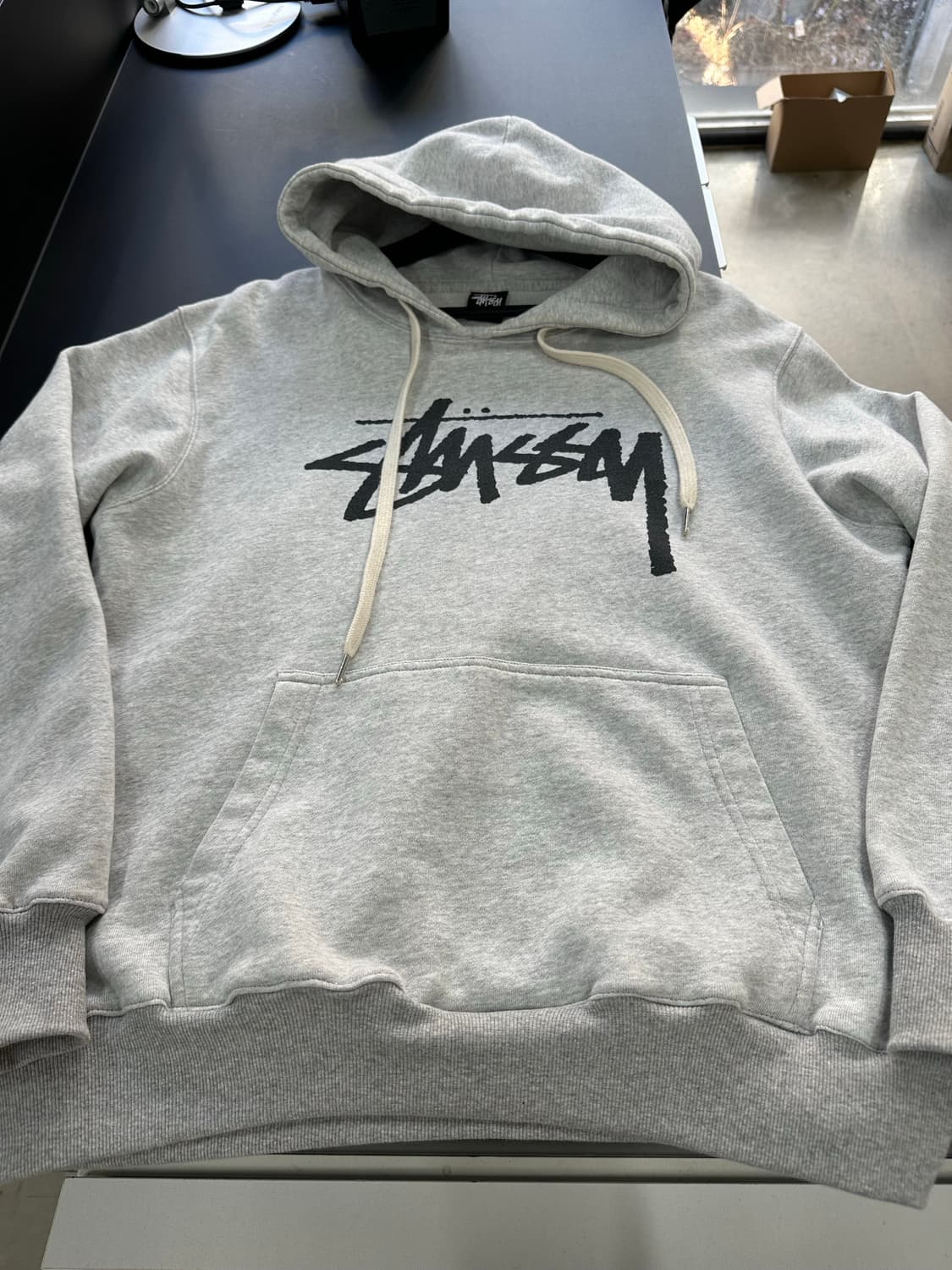 스투시 스탁 빅로고 후드티 멜란지그레이 상품이미지4