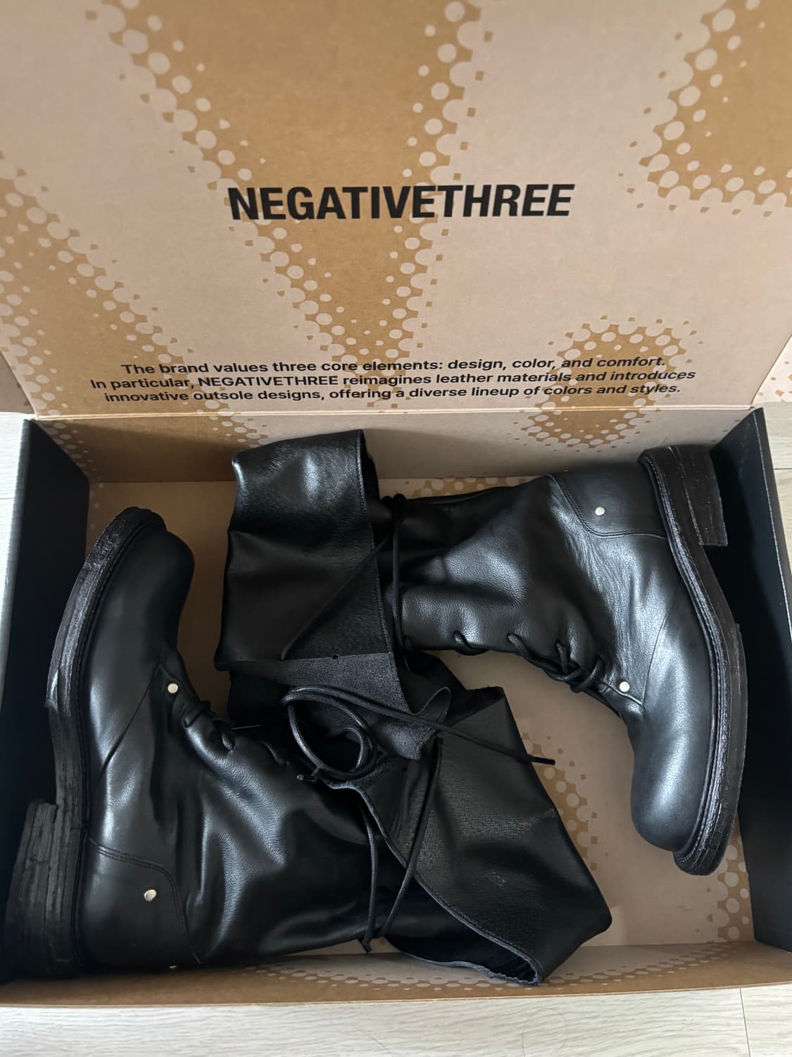 NEGATIVE THREE 네거티브쓰리 블랙 레더 워커 부츠 상품이미지2