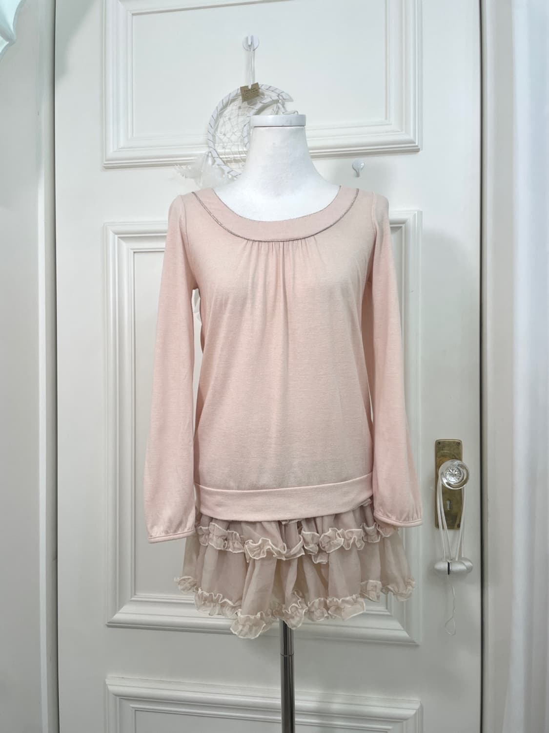 coralpink back bow shirring cotton top 상품이미지1