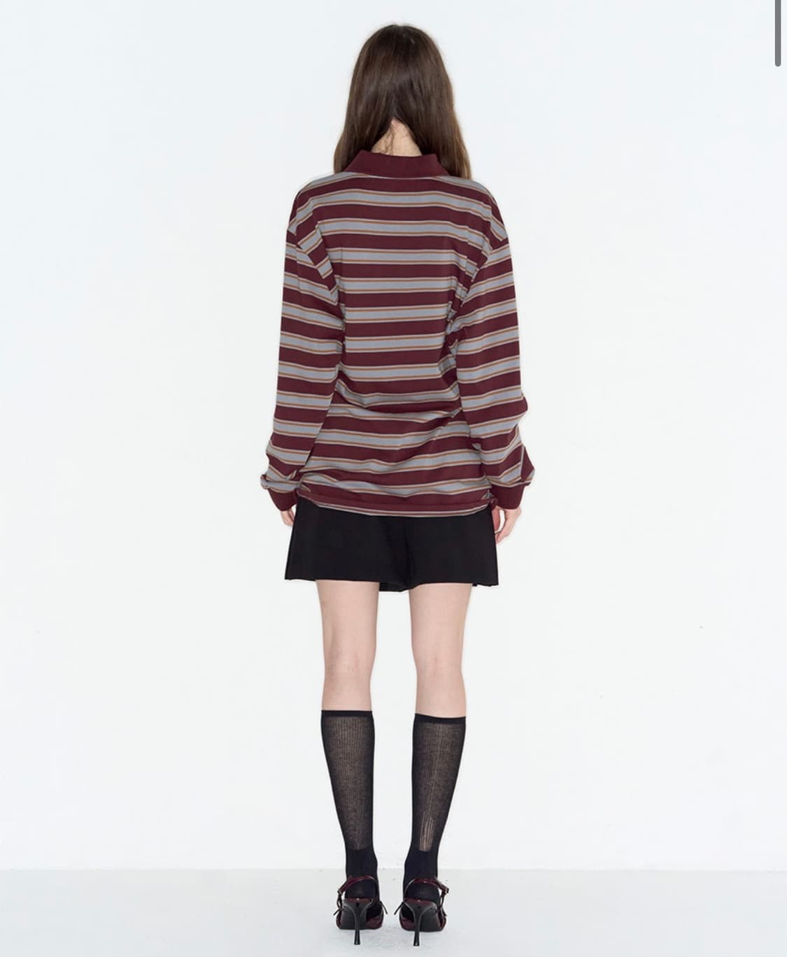 락케이크 Striped Polo T-shirt wine색 상품이미지3