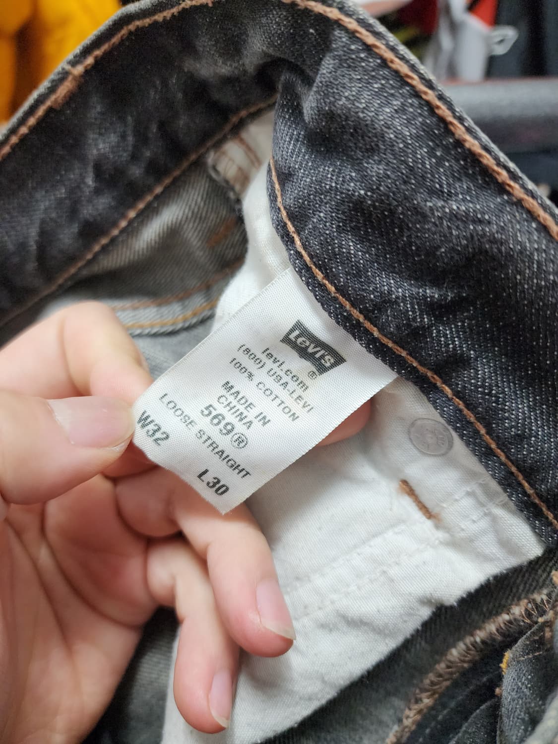 00s 리바이스 루즈 스트레이트 569 흑청 데님 팬츠 상품이미지6