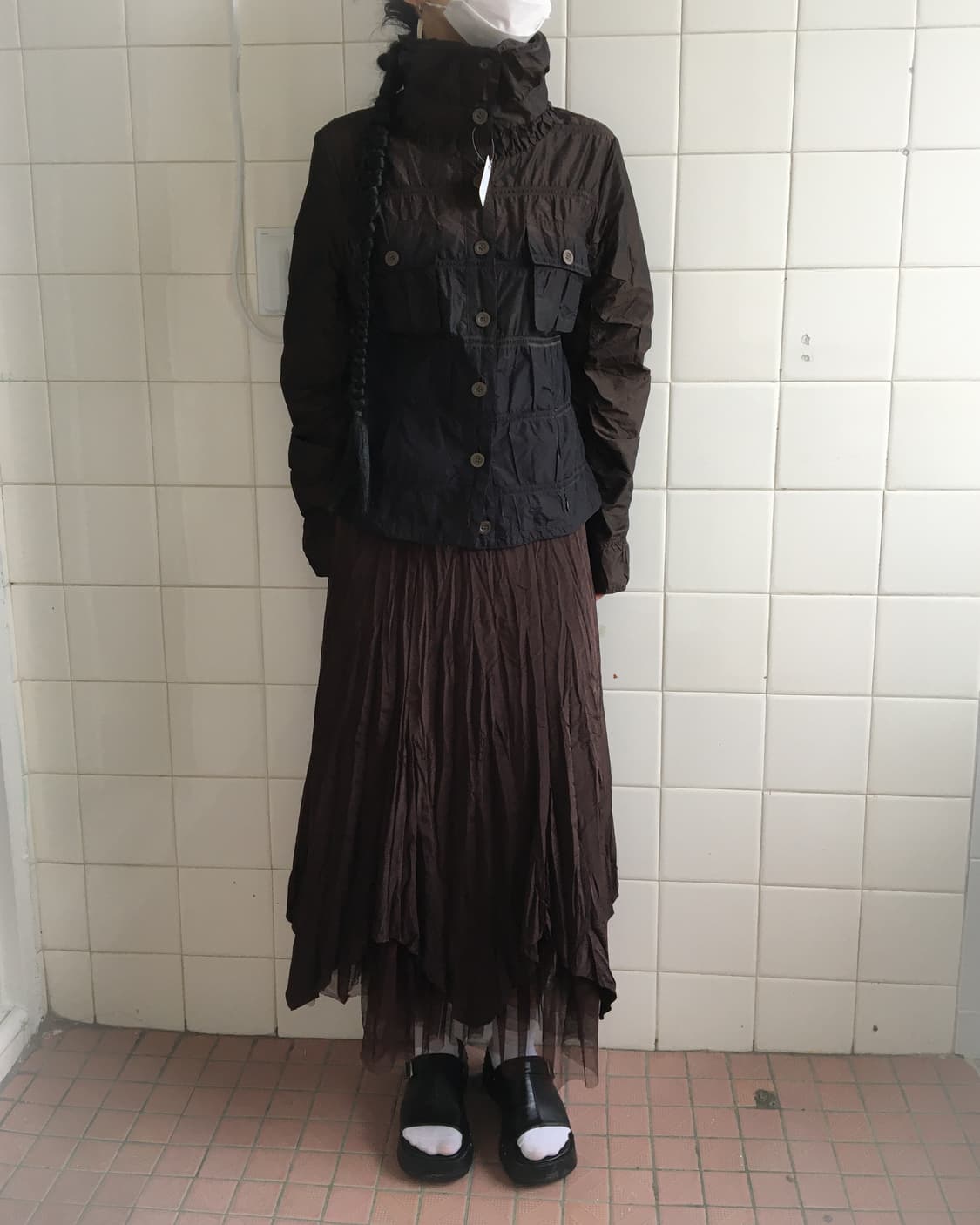 Dyed high neck glossy jacket 상품이미지8