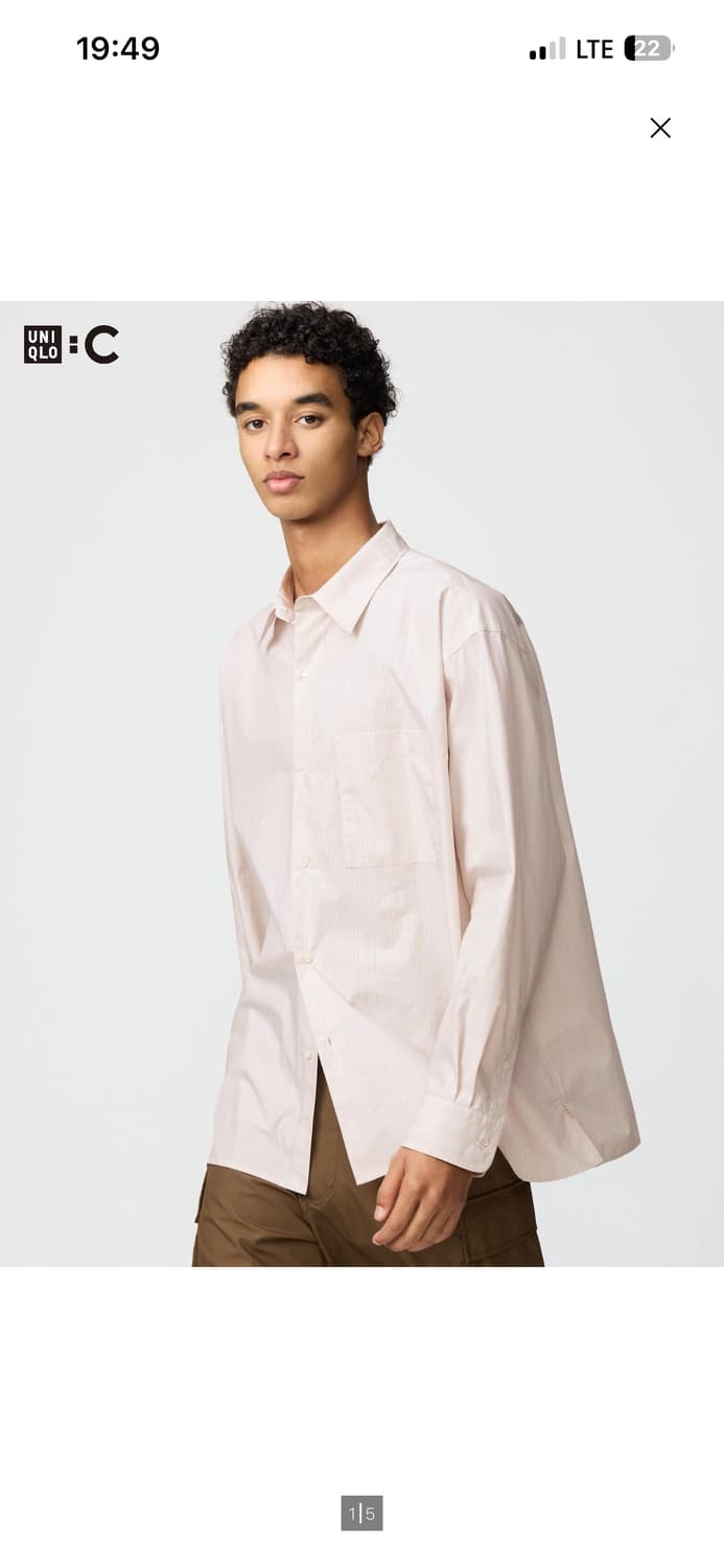유니클로 브로드클로스 오버셔츠 스트라이프 상품이미지1