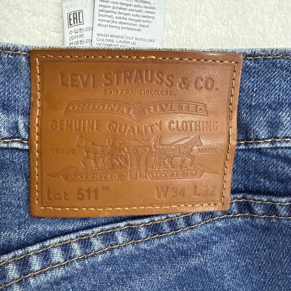 W34L32 리바이스 511 데님팬츠 0319T 상품이미지3