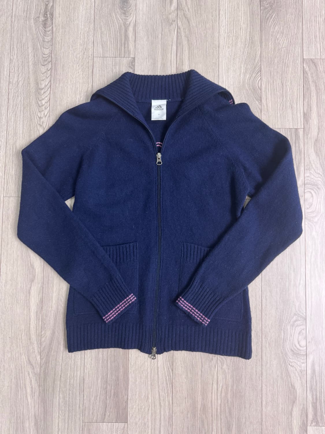 아디다스 Y2K 네이비 핑크 니트 집업 상품이미지1