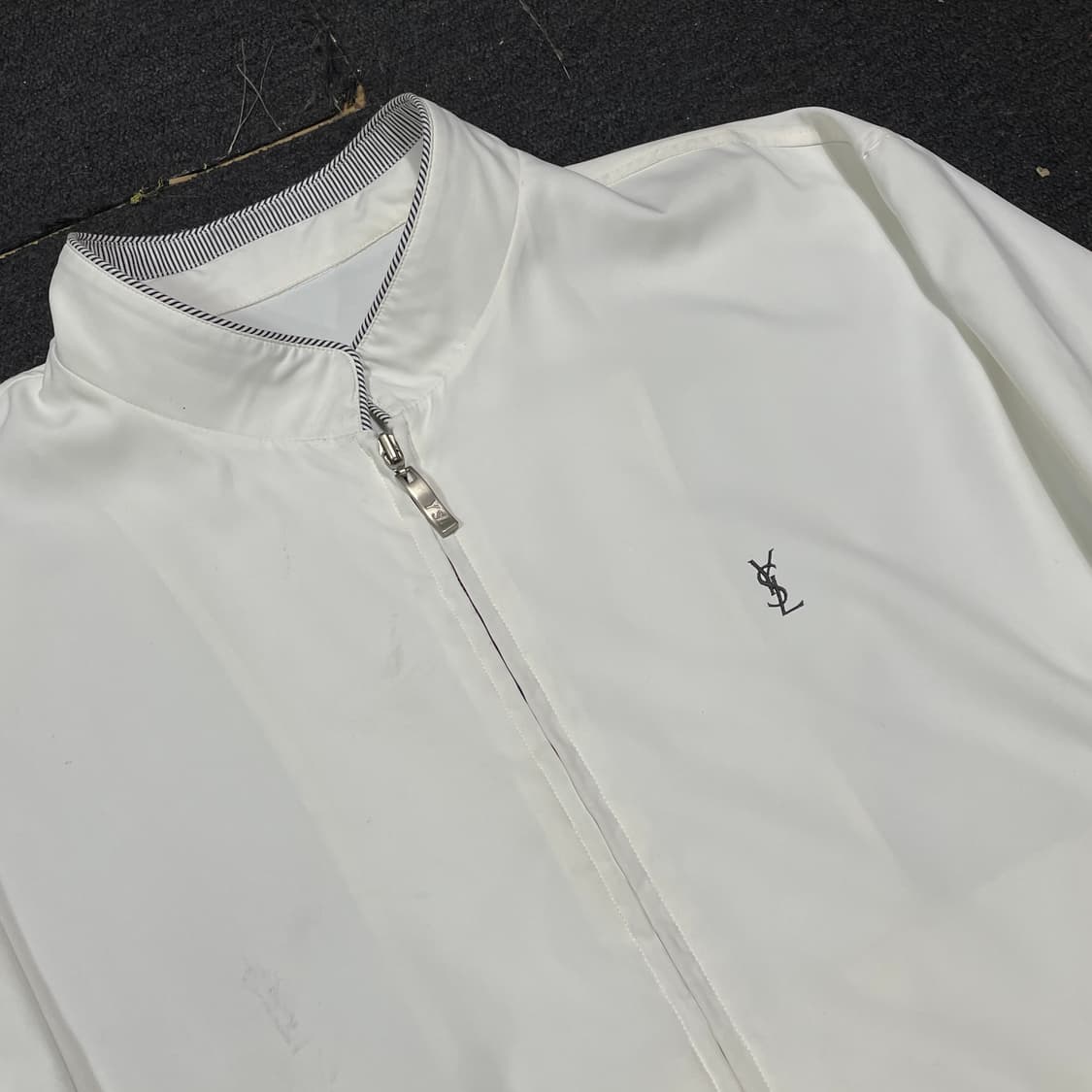 90s YSL 극희귀 입생로랑 화이트 폴리쉘 블루종 자켓 100 상품이미지3