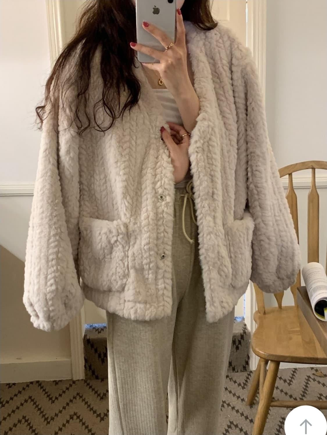 [새상품] 꽈배기 케이블 퍼자켓 상품이미지2