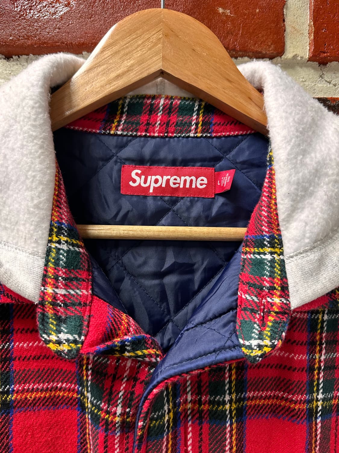 (L)슈프림 23FW 타탄 플란넬 후드 자켓 상품이미지3