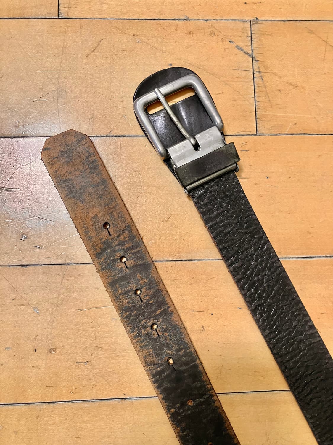 Japanese 레더 쉴드 버클 그라데이션 워싱 벨트 상품이미지2