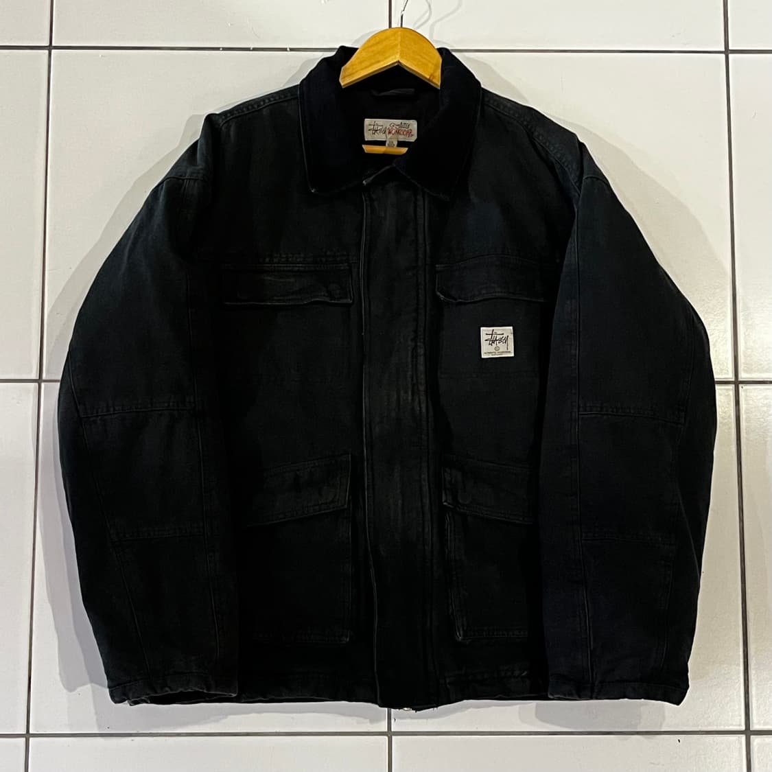 스투시 워시드 캔버스 샵 워크자켓 블랙 상품이미지1