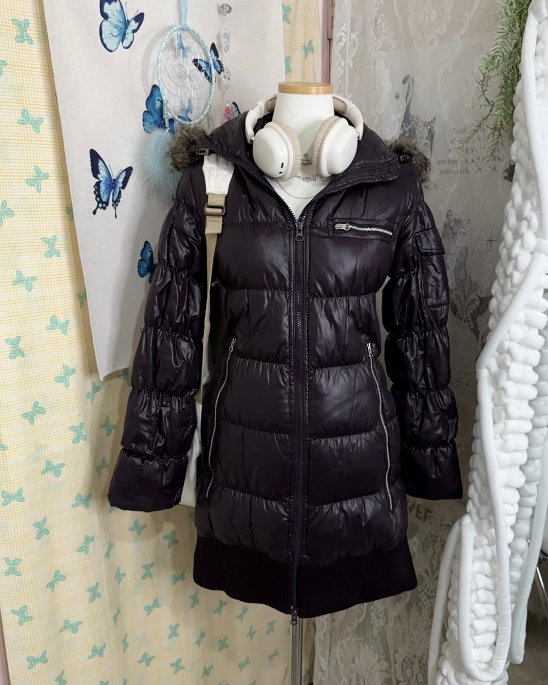 갭 딥 퍼플 롱 패딩 자켓 상품이미지2