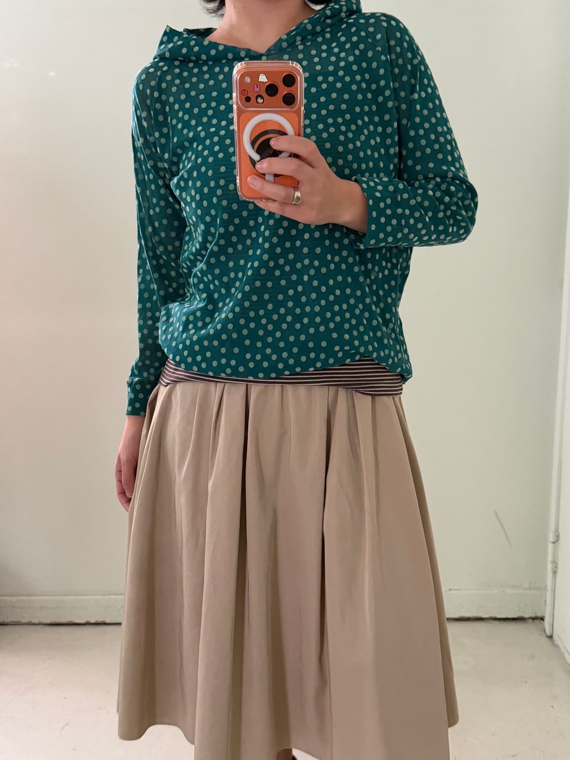 일본빈티지 도트 시스루 후드세트 상품이미지3