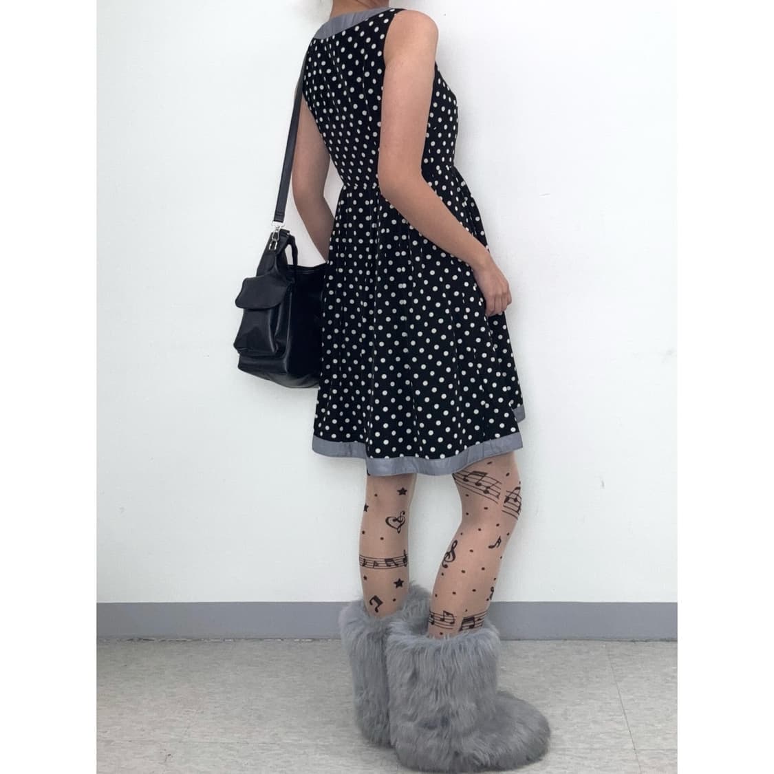 빈티지 도트 슬리브리스 원피스 상품이미지4