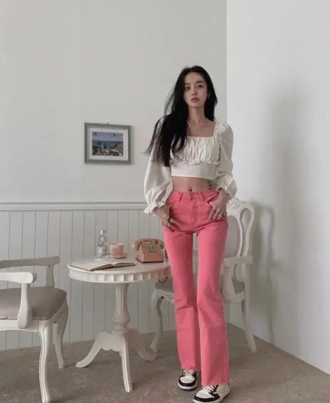 [L 새상품]페일제이드 핫핑크 부츠컷 데님팬츠 상품이미지3