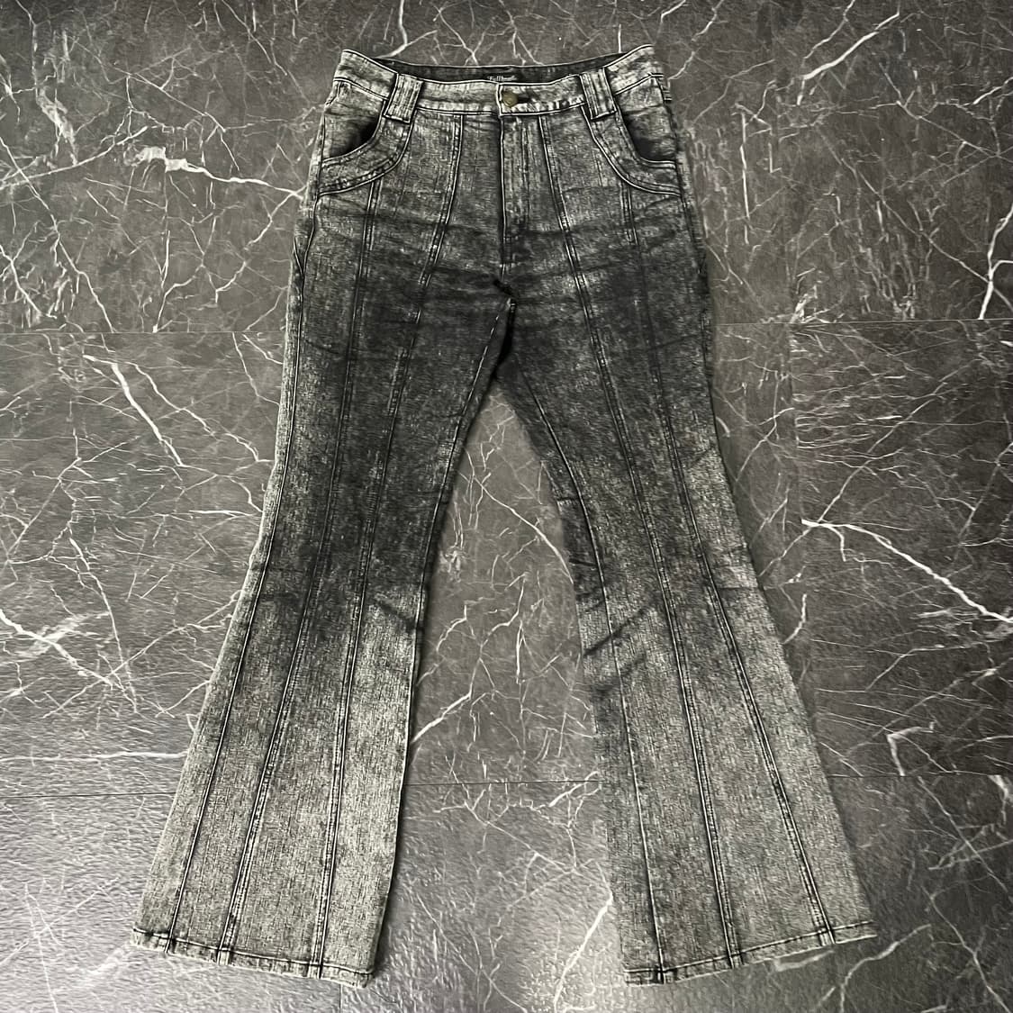 FullHeart 더티 워시드 흑청 부츠컷 데님 팬츠 상품이미지5