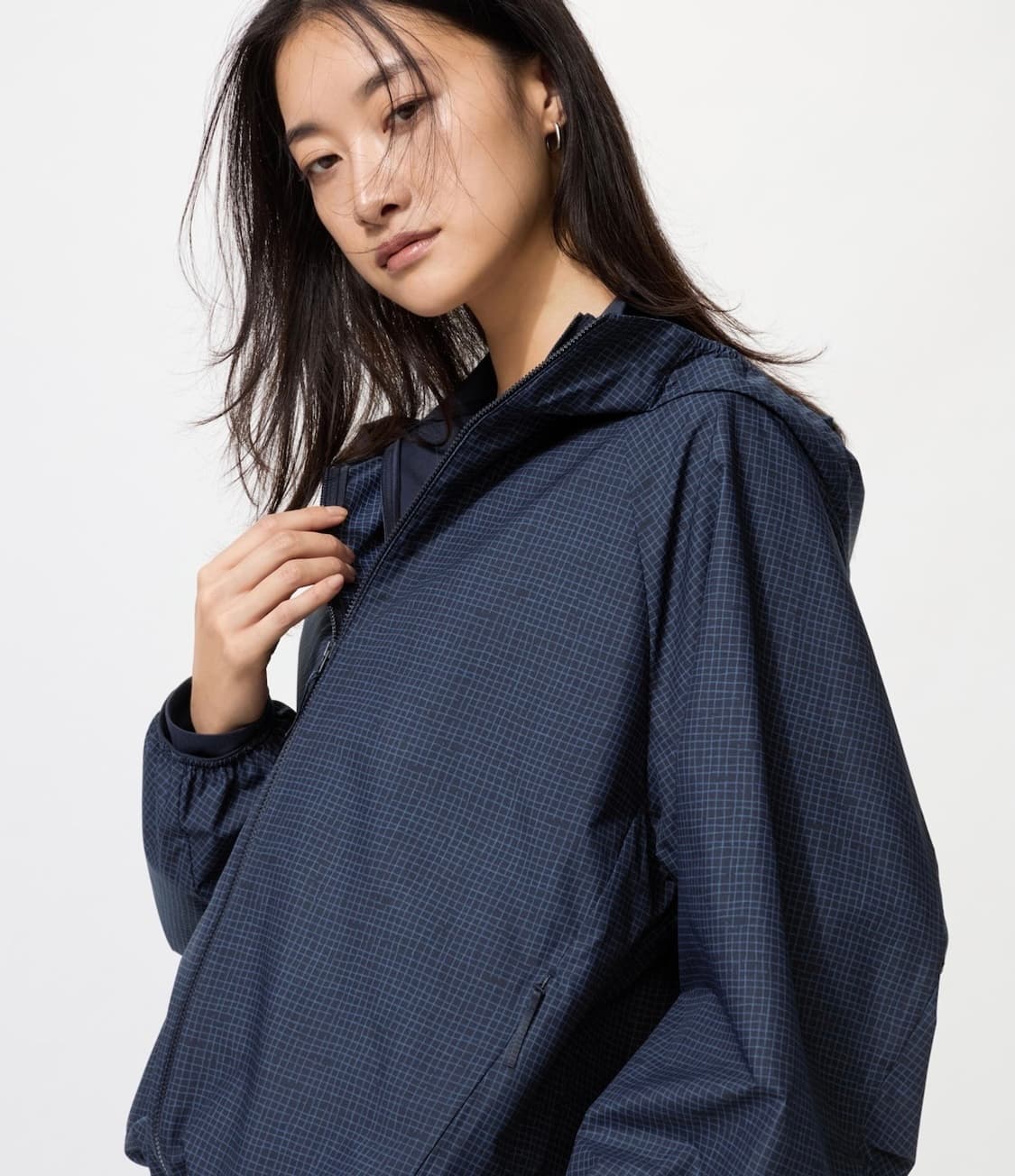 (새상품‼️) 유니클로 바람막이, 포켓터블 UV 프로텍션 파카 패턴 체크 상품이미지5