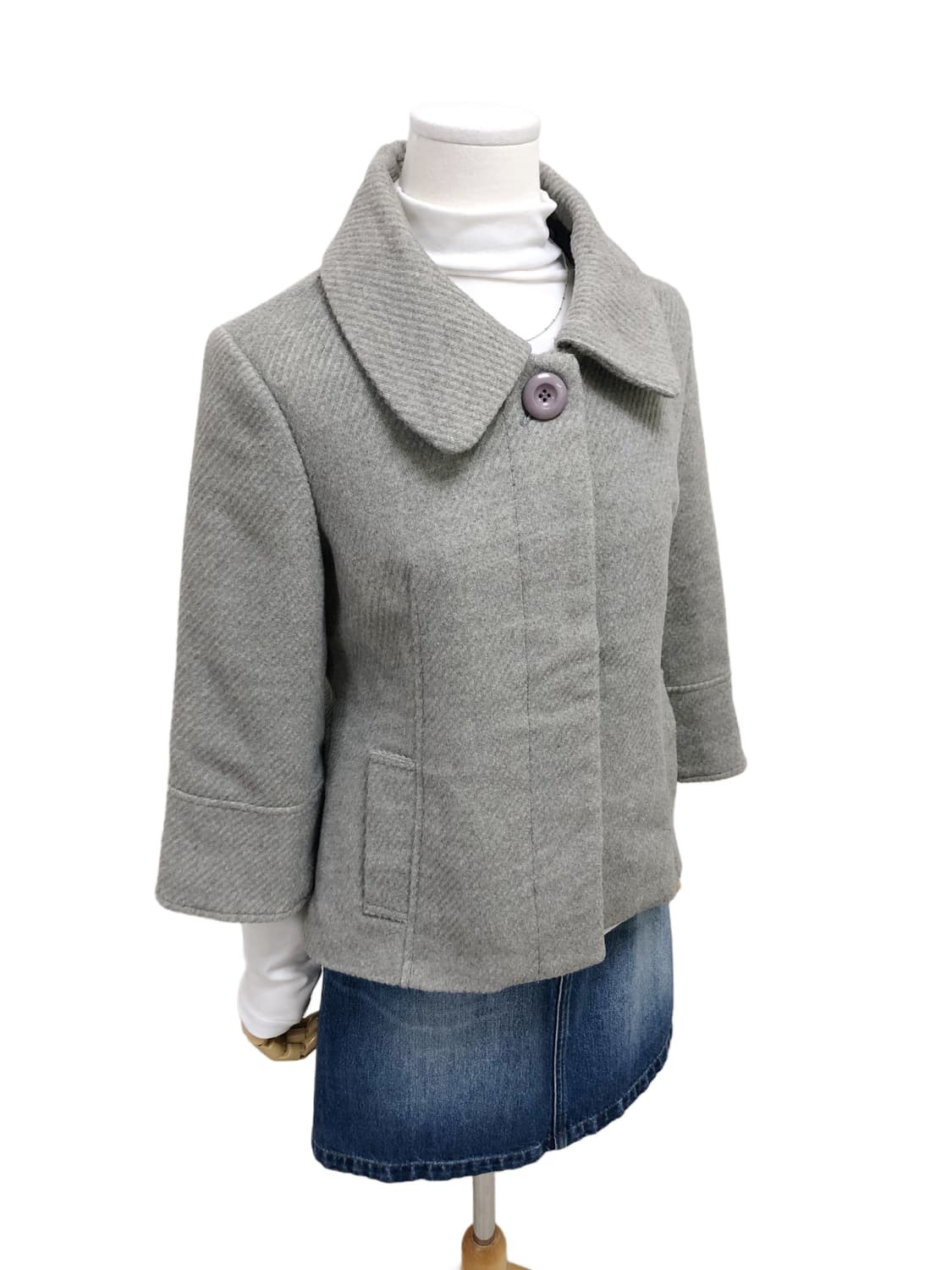 멜란지 그레이 히든 버튼 코트 상품이미지5