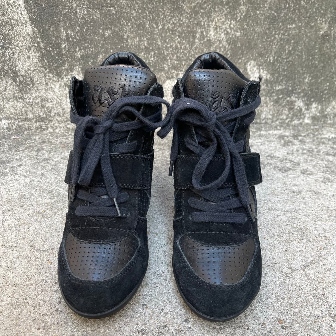 [36] ASH 블랙 레더/스웨이드 웨지힐 스니커즈 (230) 상품이미지2