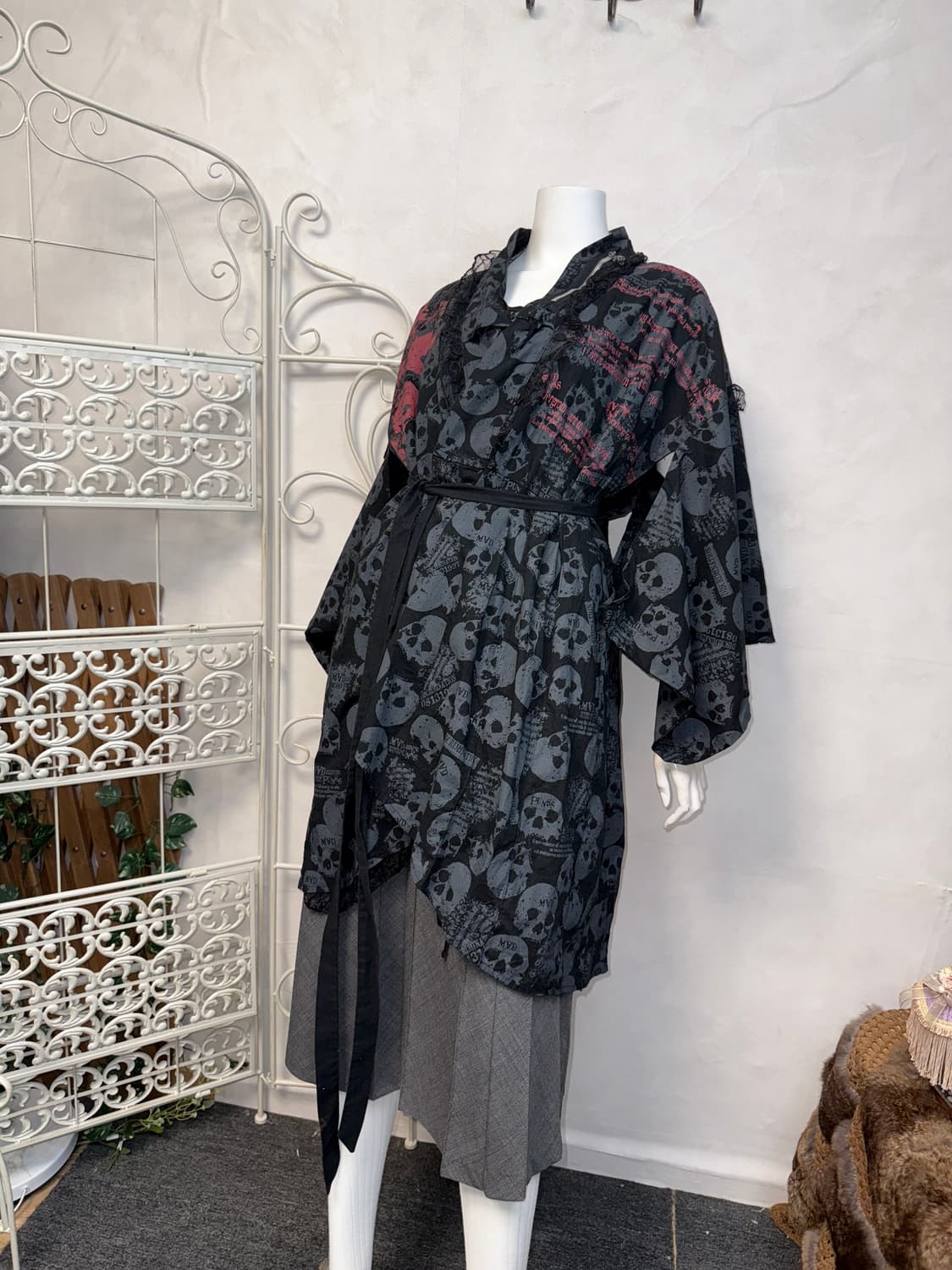 MAD PUNKS black skull eyelet punk yukata 상품이미지6