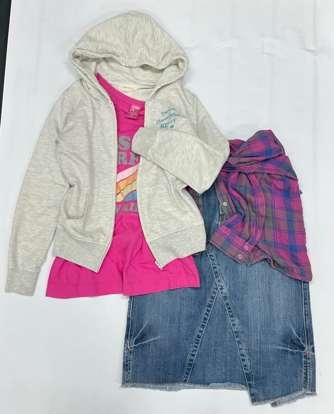 ⭐️하구미의 데코라 괴짜룩 코디세트 ⭐️ 데님 스커트 핑크 후드집업 상품이미지2