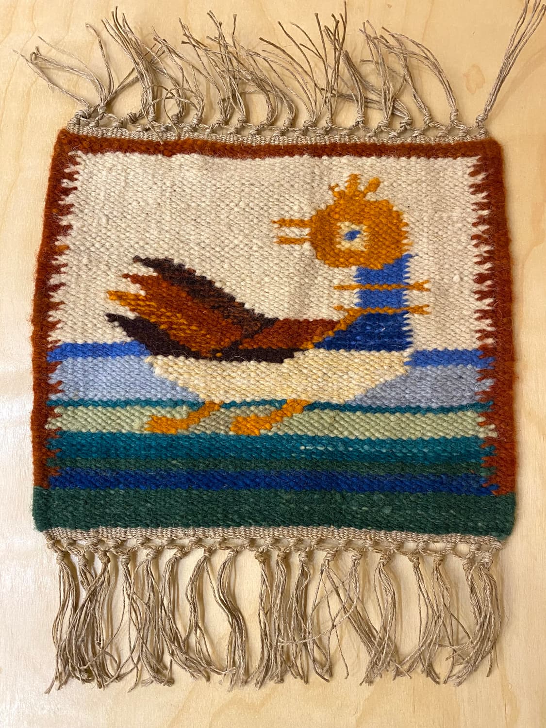 VTG hand made bird rug 빈티지 핸드메이드 새 러그 상품이미지3