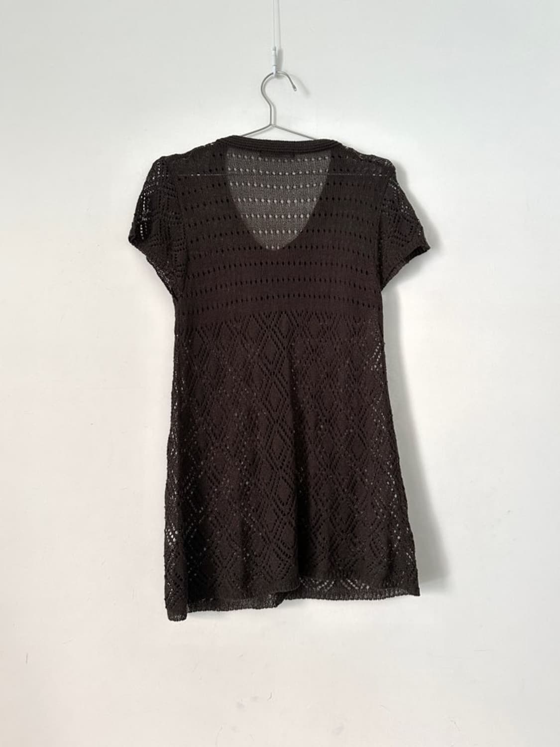 Net punching half cardigan / khaki brown 상품이미지4