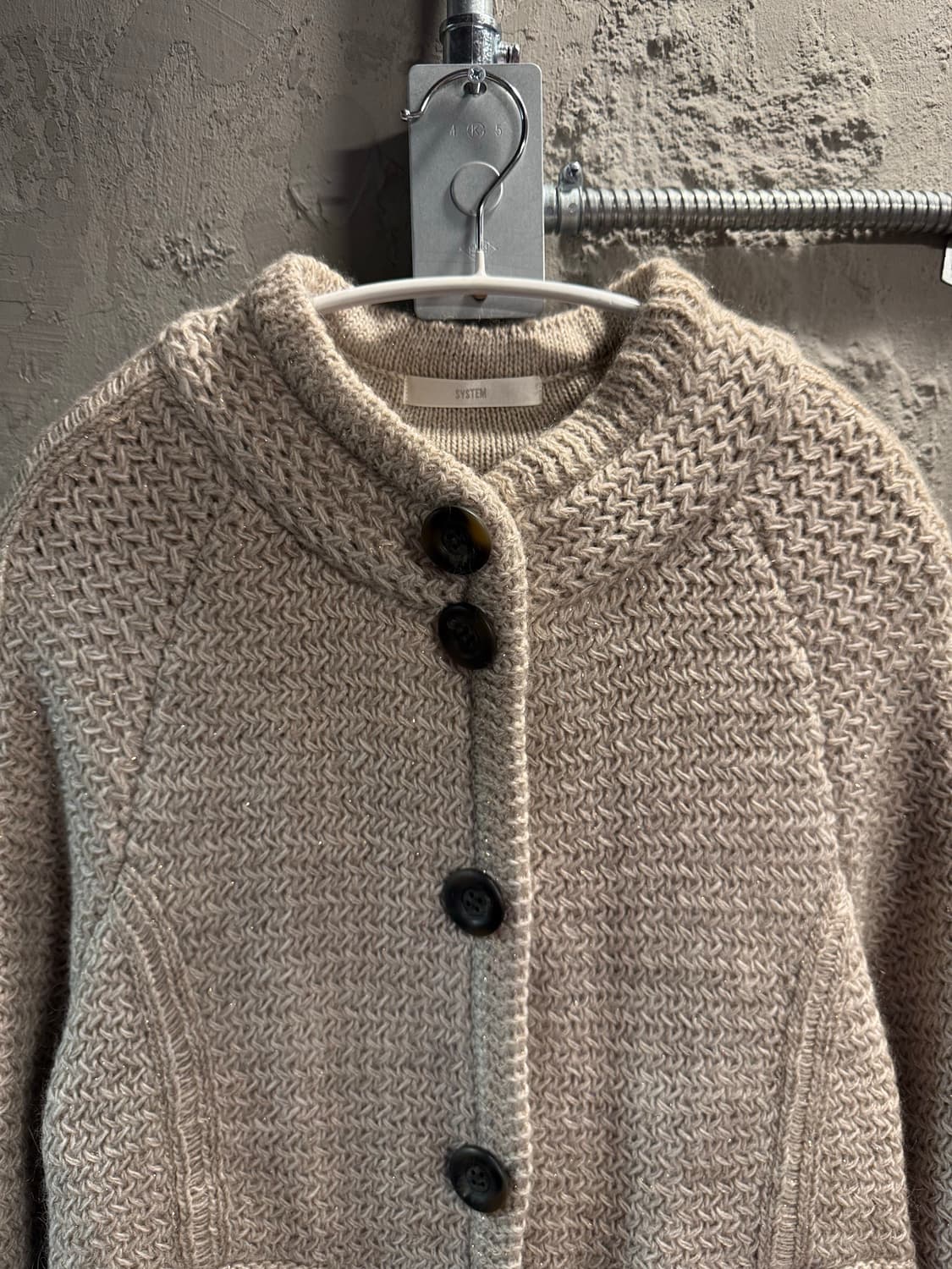 시스템 SYSTEM 헤링본 니트 자켓 베이지 FREE 상품이미지4