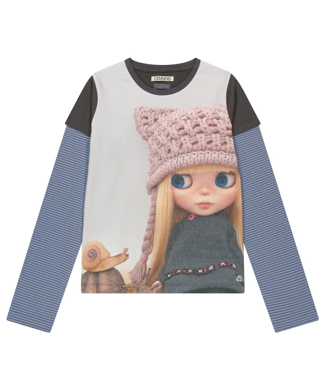 코이세이오 브라이스 스트라이프 더블 롱 슬리브 애쉬브라운 상품이미지1