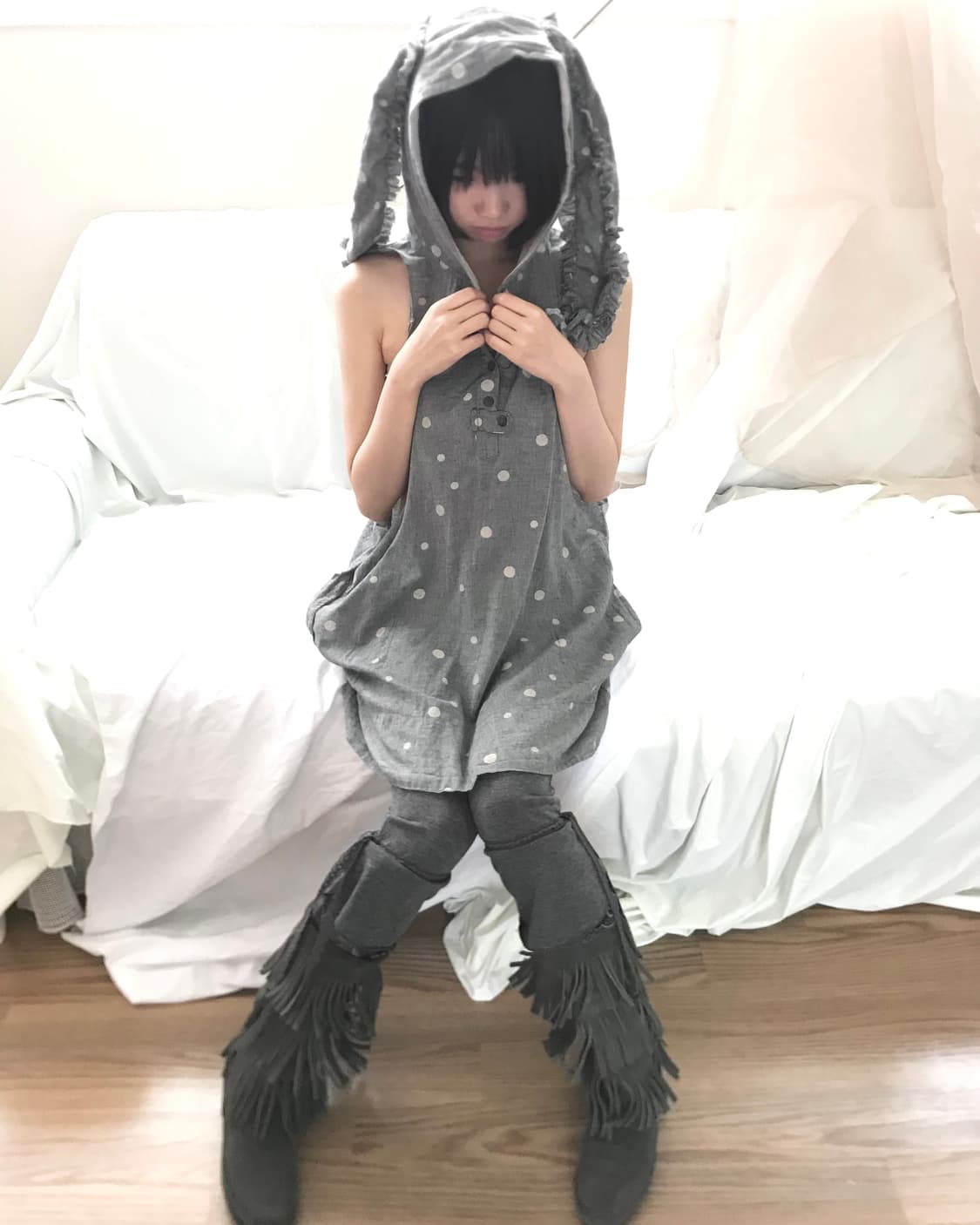 Charcoal tulip lace layered leggings 상품이미지4