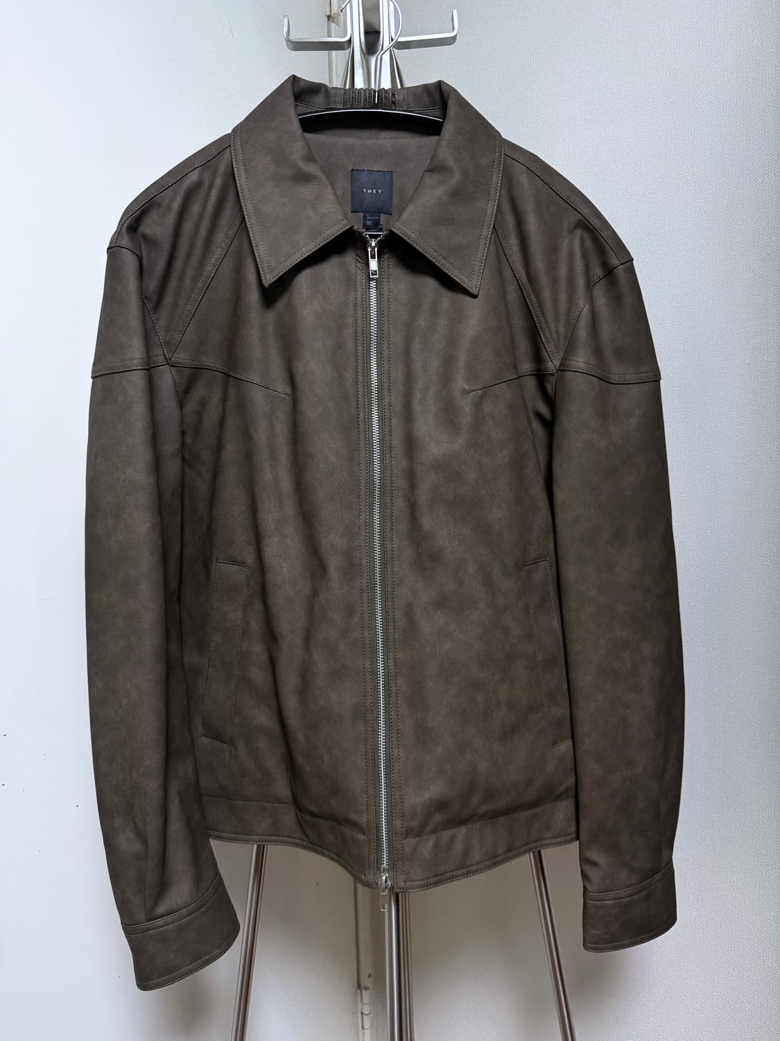 오버핏 빈티지 비건레더 바이커 자켓 XL 상품이미지8