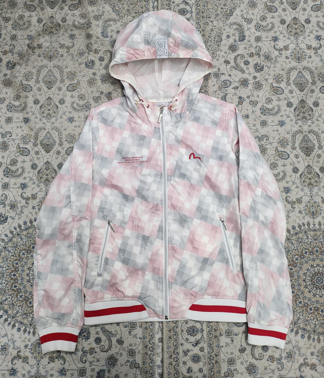 EVISU 에비수 체크 패턴 후드 바람막이 M (55까지) 상품이미지1