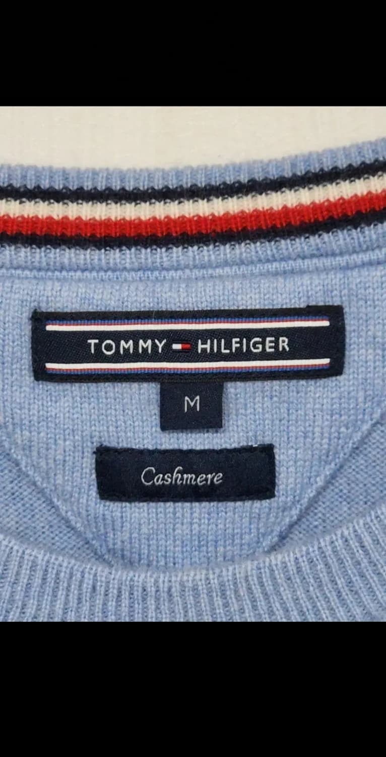 (M) 타미힐피거 캐시미어 니트 하늘색 스웨터 토미 라운드  상품이미지3