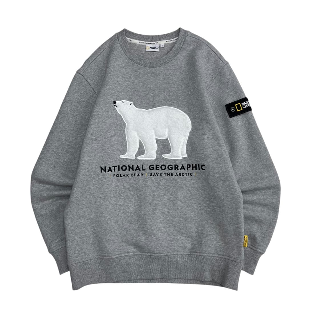 네셔널지오그래픽 빅로고 북극곰 자수 맨투맨 M 상품이미지2