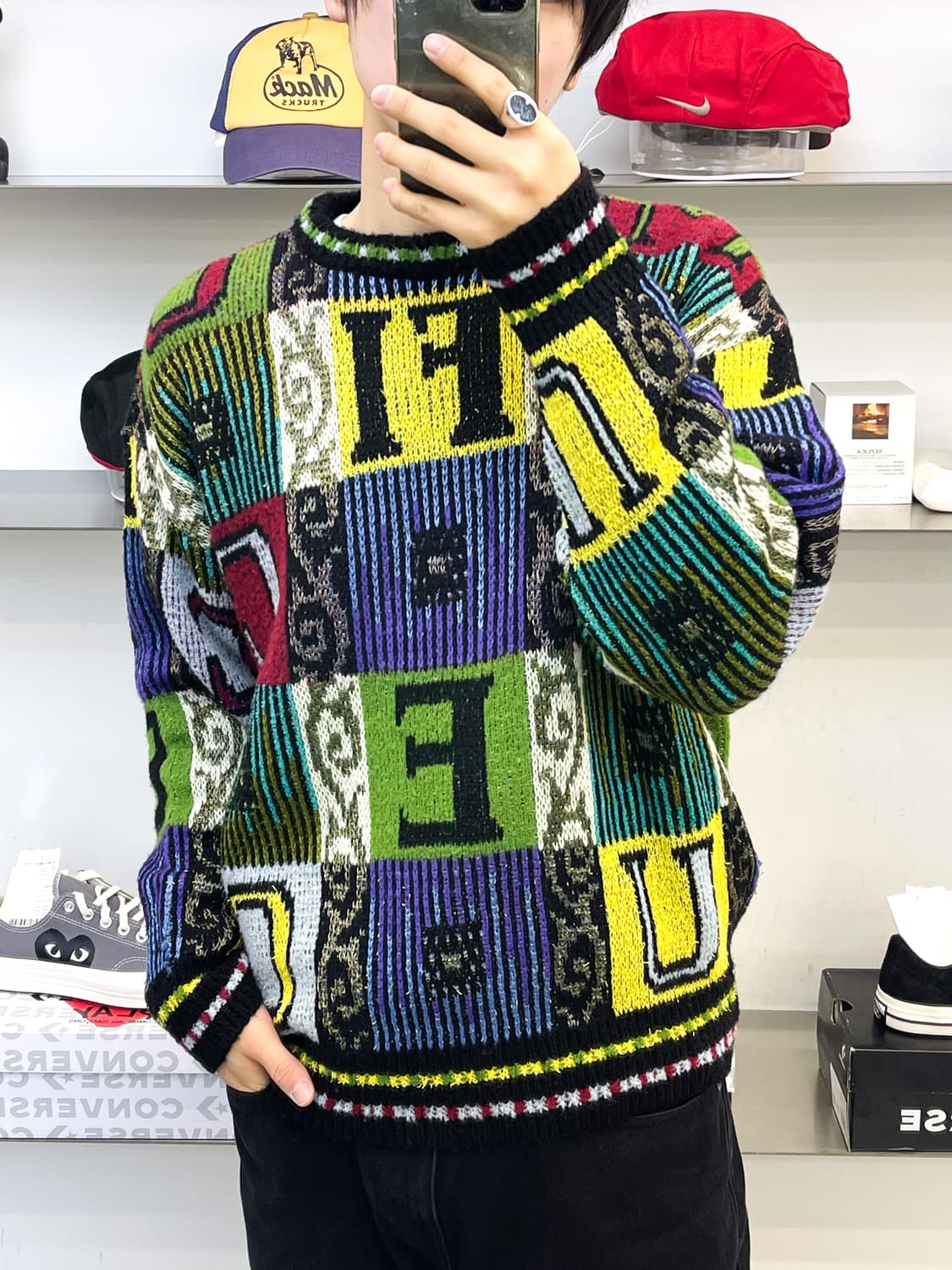 피체 바이 요시유키 코니시 90s 알파벳체커보드니트 상품이미지2