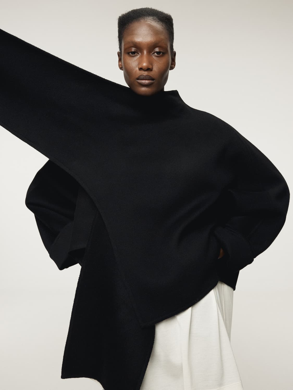 렉토 RECTO 핸드메이드 머플러 코트 블랙 상품이미지1