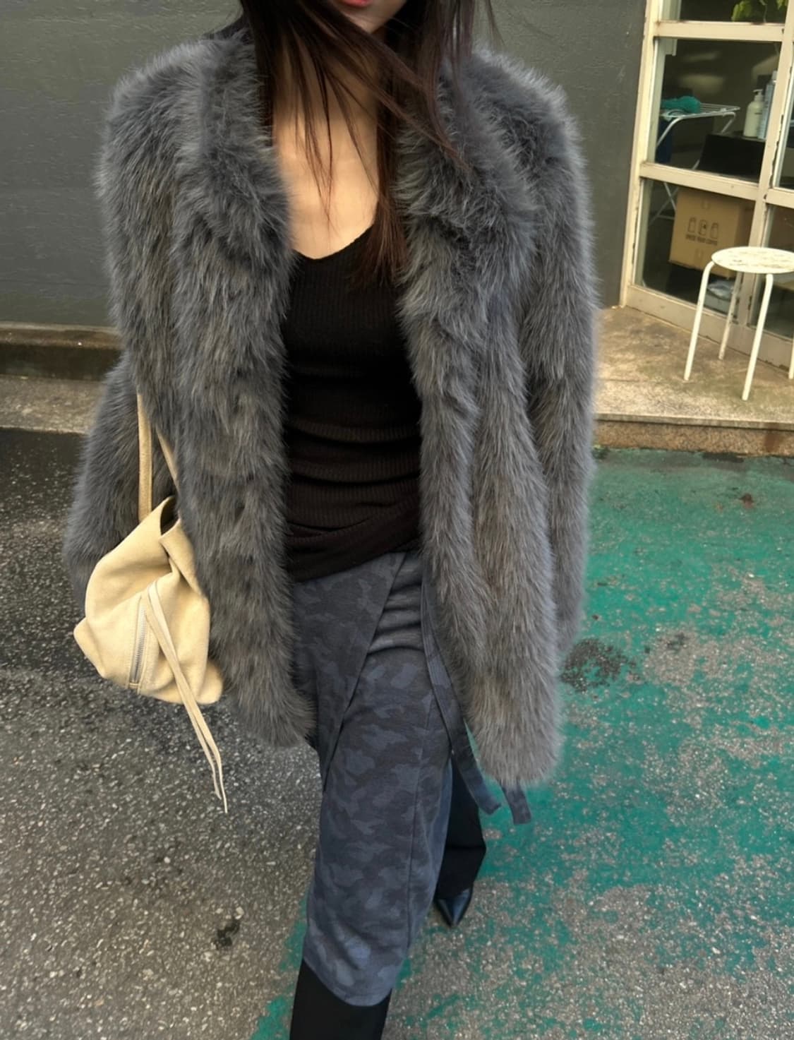 Murow highneck fur jacket grey 상품이미지1