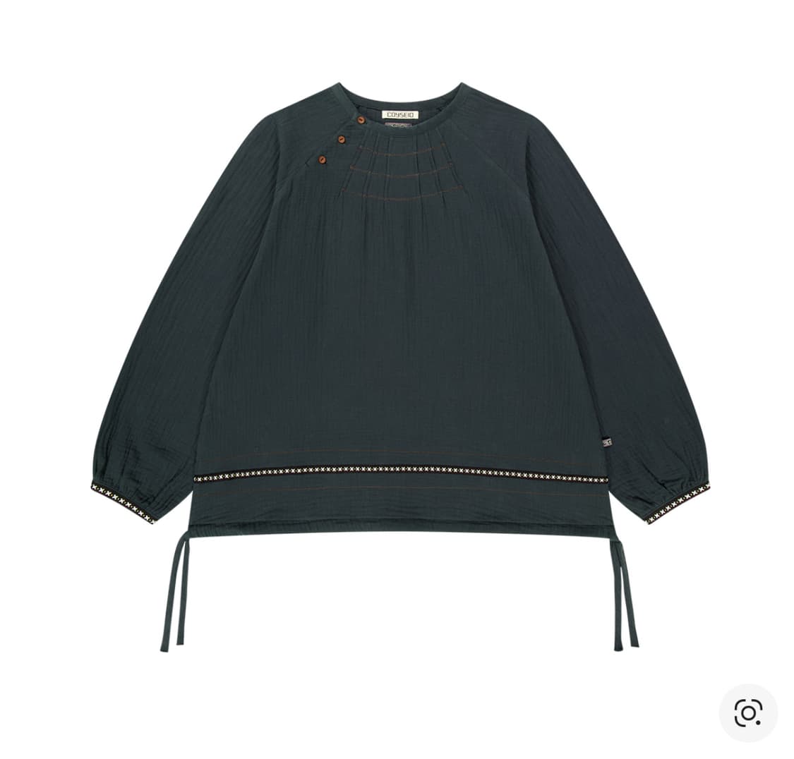 코이세이오 X 브라이스돌 지그재그 핀턱 블라우스 블루차콜 상품이미지1