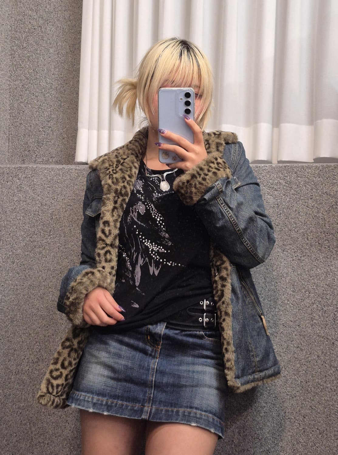 LEOPARD FUR DENIM JACKET 상품이미지1