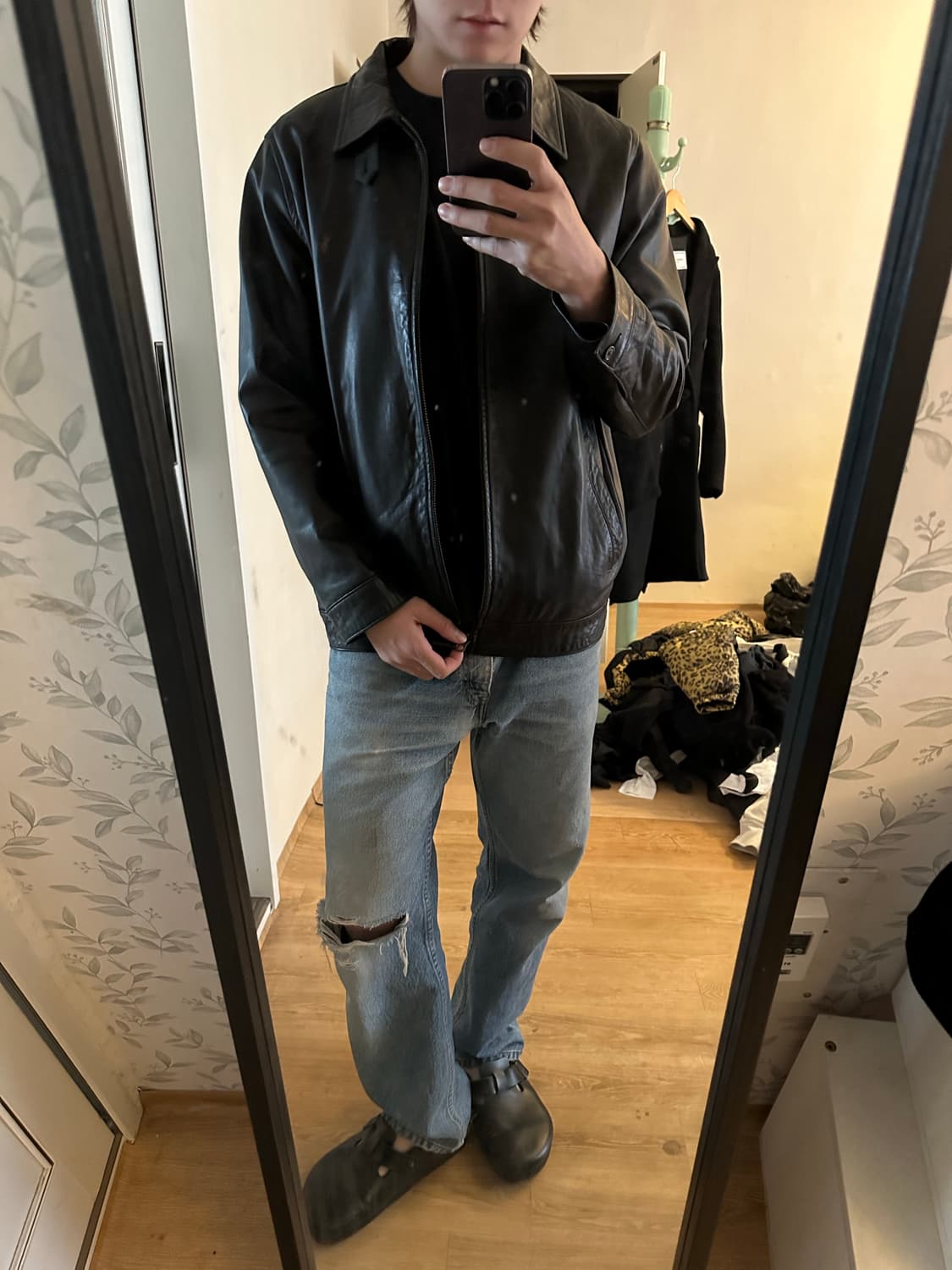 폴로 랄프로렌 90S 가죽 자켓 XL 블랙 (105-110) 상품이미지9