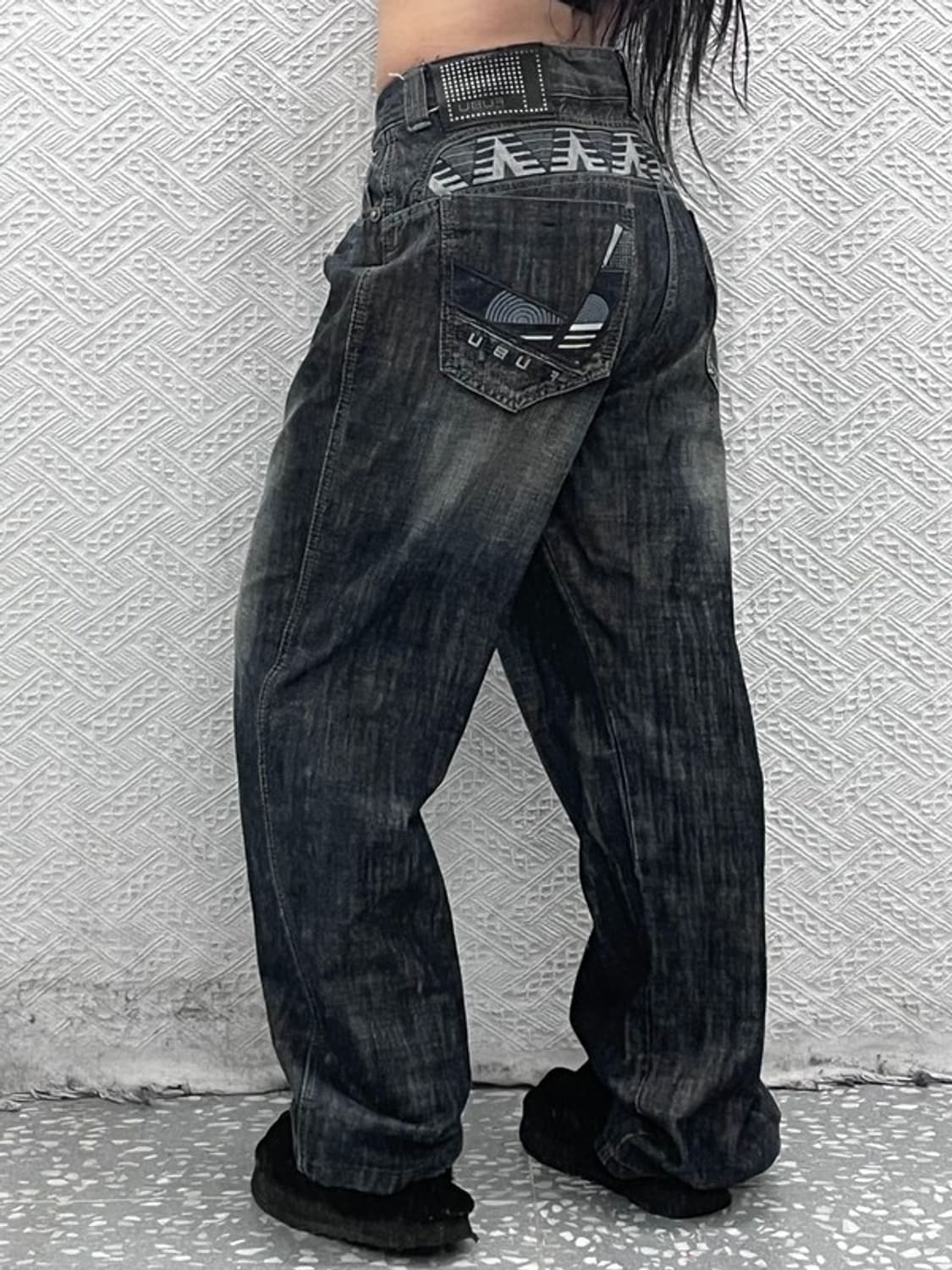 푸부 FUBU 올드스쿨 히피 에스닉 패턴 데님팬츠 35인치 C08751 상품이미지1