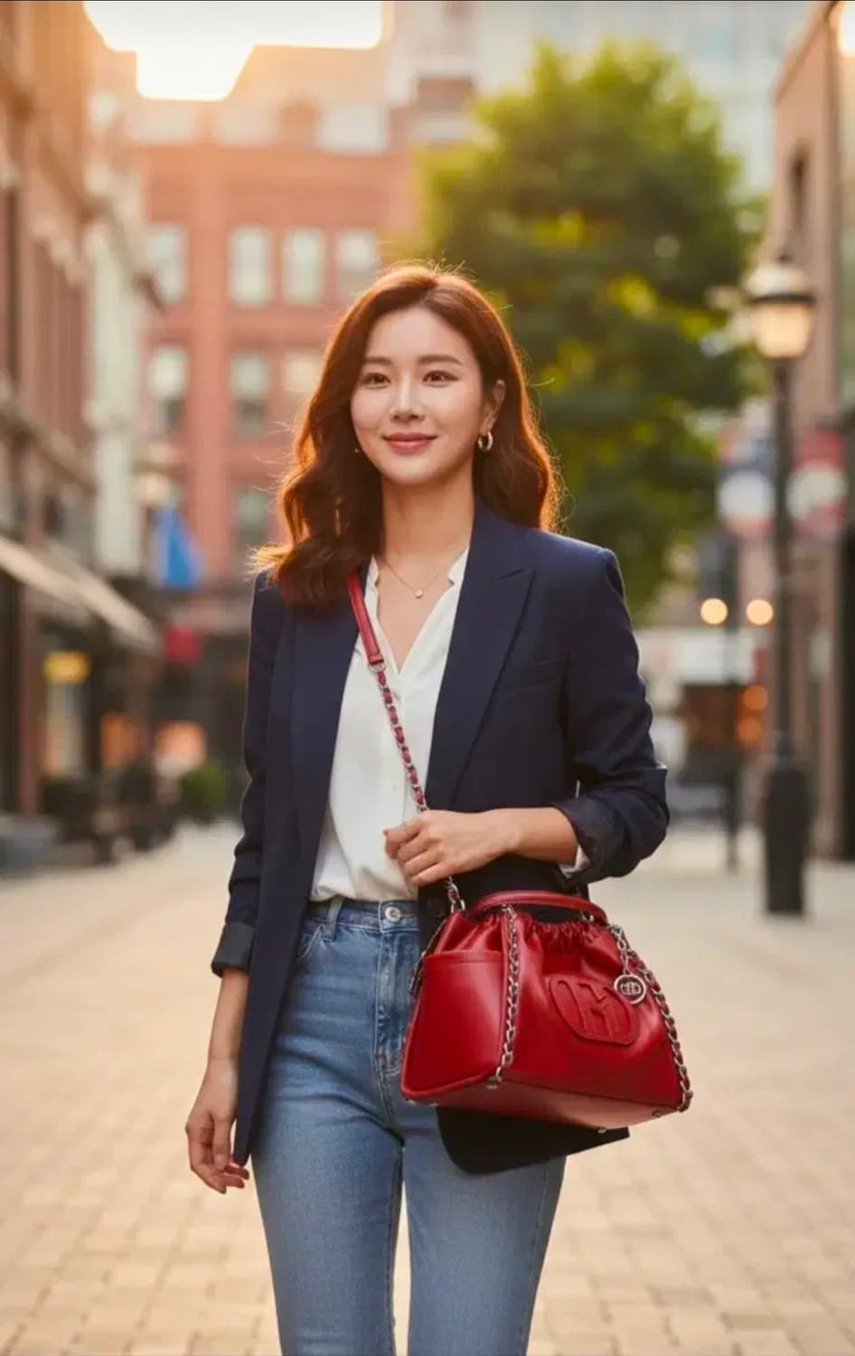 헤지스 버건디 가죽 체인 숄더백 상품이미지8