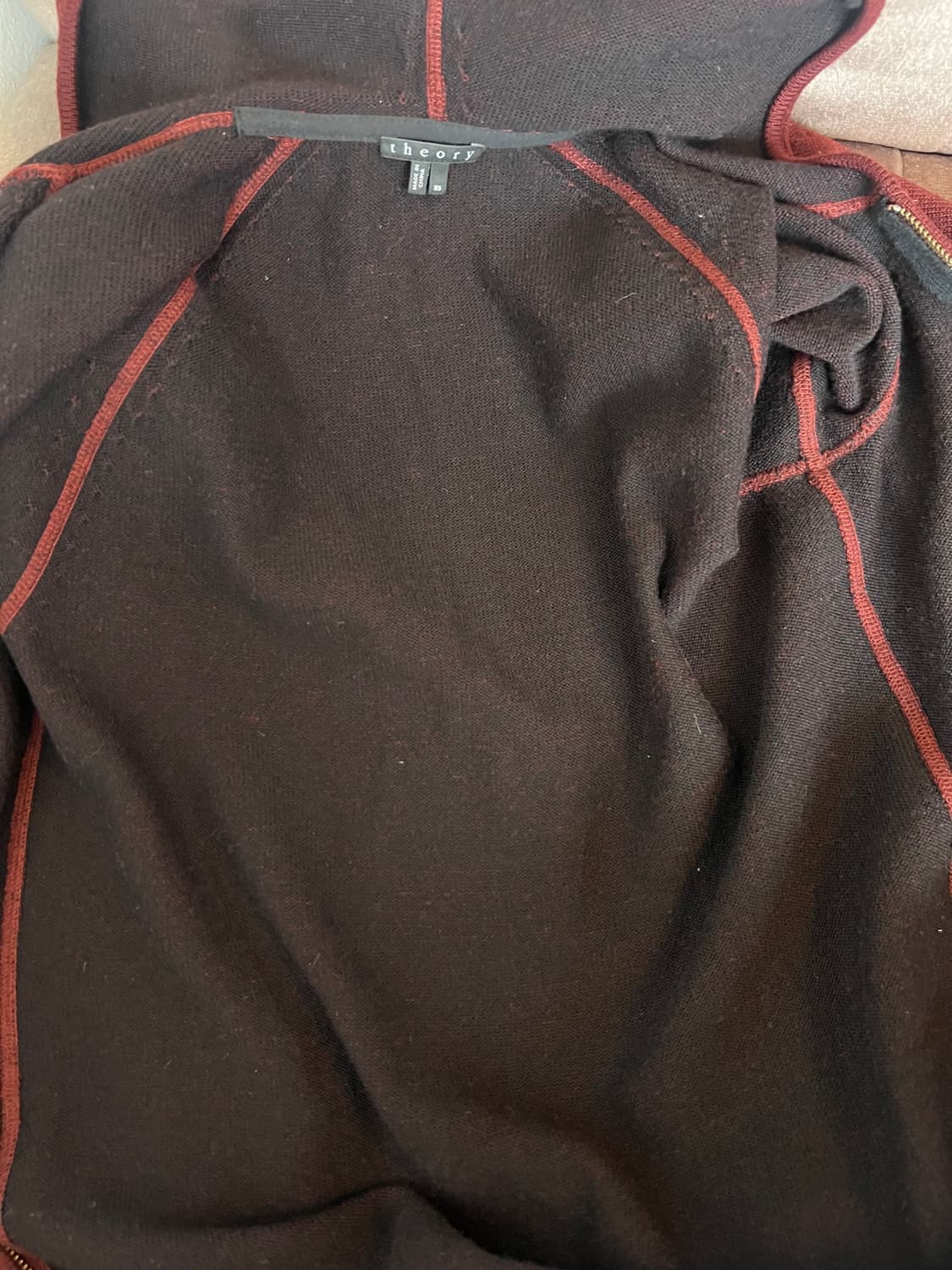 띠어리 남성 버건디 후드집업니트 니트점퍼 상품이미지6