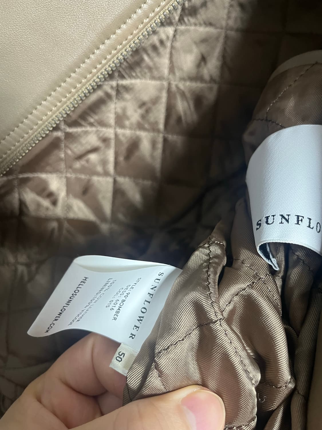 선플라워 90s 레더 봄버 베이지브라운 상품이미지8